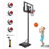 Basketball Hoop Basketball System 4.76-10ft Height Adjustable with 4 Basketball, Net Pocket, Inflator Set