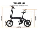 Aostirmotor 14" Electric Bike,350W 7.5Ah/36V E Bike, Lightweight Folding Electric Bicycles for Adult(White)