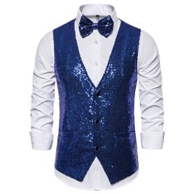 Men's Sequin Vest Shiny Suit Vest V-neck Party Dress (size: S)