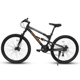 A26207 26 Inch Aluminum Frame Shock Fork Plus Shock Absorber 21-speed Unisex Mountain Bike (Color: as Pic)