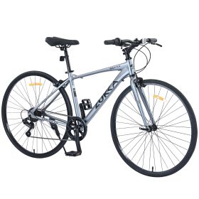 Shimano 7 Speed Hybrid Bike Aluminum Alloy Frame C-Brake 700C Road Bike For men women's City Bicycle (Color: as Pic)