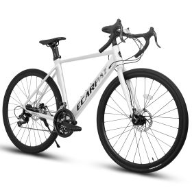 A28315 Road Bike, Suspension Fork, Aluminum Frame Disc Brakes, Men's Women's Road Bike (Color: as Pic)