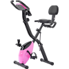 Pink folding fitness cart, fitness upright and horizontal X-Bike 16 class adjustable resistance, arm band and backrest Studio Home and Garage Gym