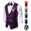 Men's Sequin Vest Shiny Suit Vest V-neck Party Dress