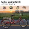 Adult Tricycles, 1 Speed Adult Trikes 24 inch 3 Wheel Bikes, Three-Wheeled Bicycles Cruise Trike with Shopping Basket for Seniors, Women, Men