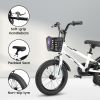 C14111A Kids Bike 14 inch for Boys & Girls with Training Wheels, Freestyle Kids' Bicycle with Bell,Basket and fender.